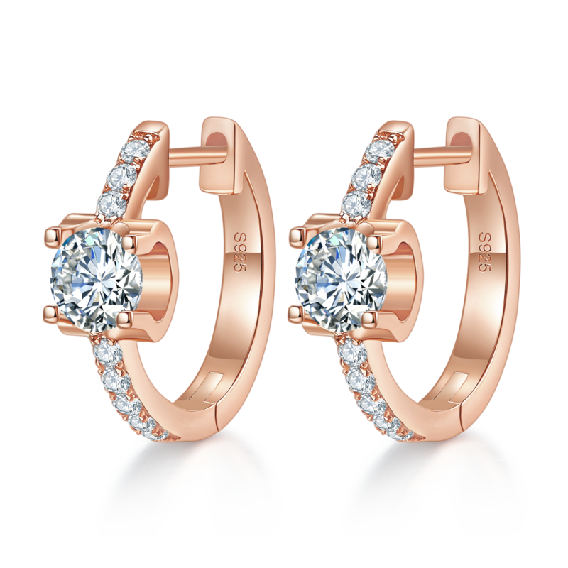 单排对半牛头款耳环S925银Moissanite厘石D级1.24ct